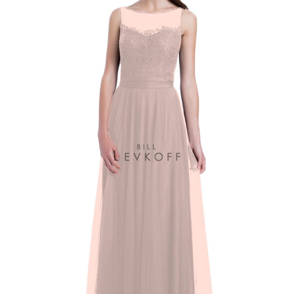 Bill Levkoff Blush Pink Lace Bodice Chiffon A-Line Gown